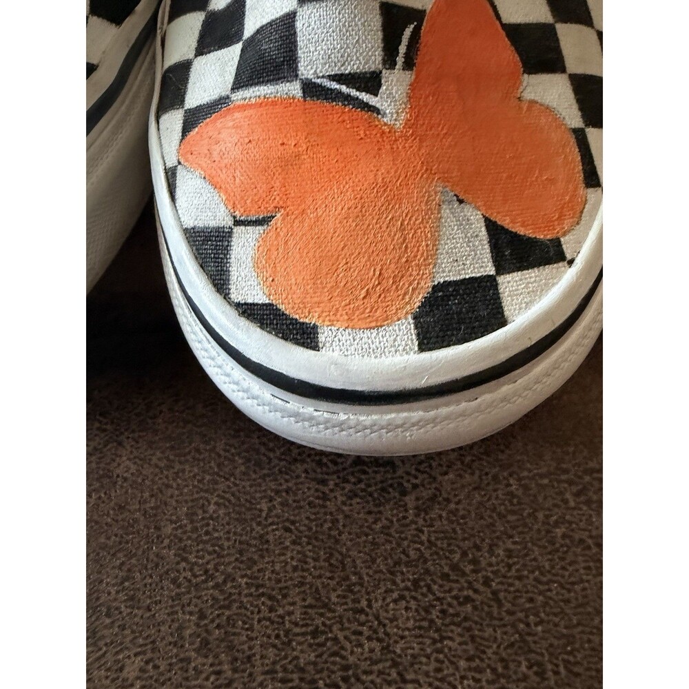 Vans Checkered Hand painted Butterfly Monarch Sneakers Women Slip On Shoe 9.5m - Picture 5 of 15